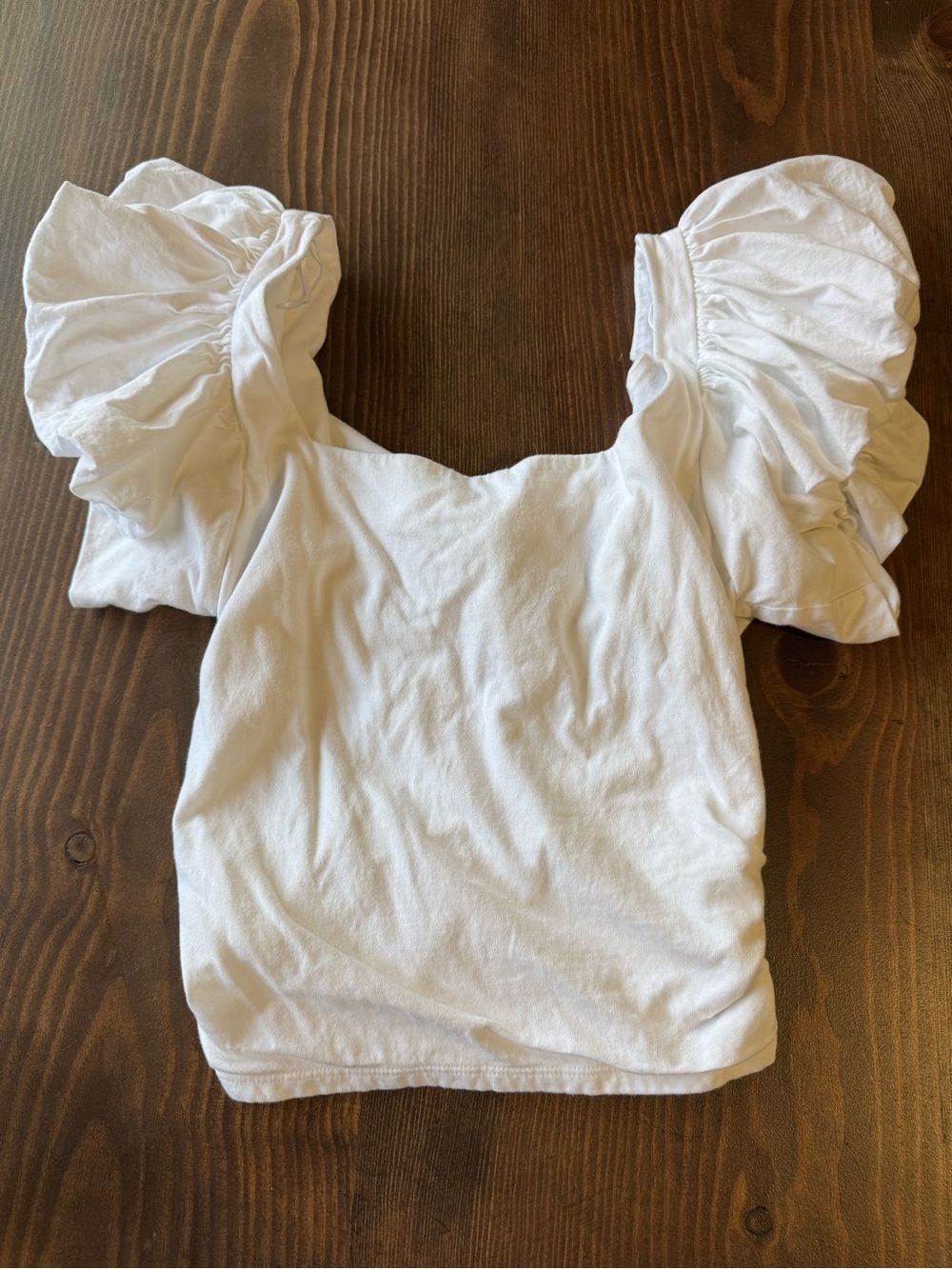 Express White Puff-Sleeve Tie Back Top